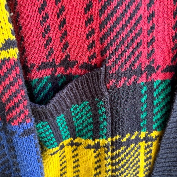 Sweet Claire sweater long sleeves pockets multi-colored bold bright  Sz L-XL - Picture 4 of 6